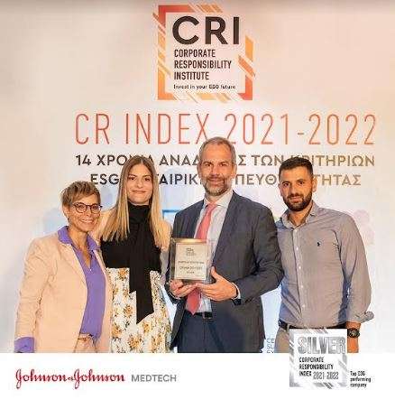 Johnson & Johnson MedTech Ελλάδας Silver Award & Best New Entry στον Εθνικό Δείκτη Εταιρικής Υπευθυνότητας (CRI 2021-2022)